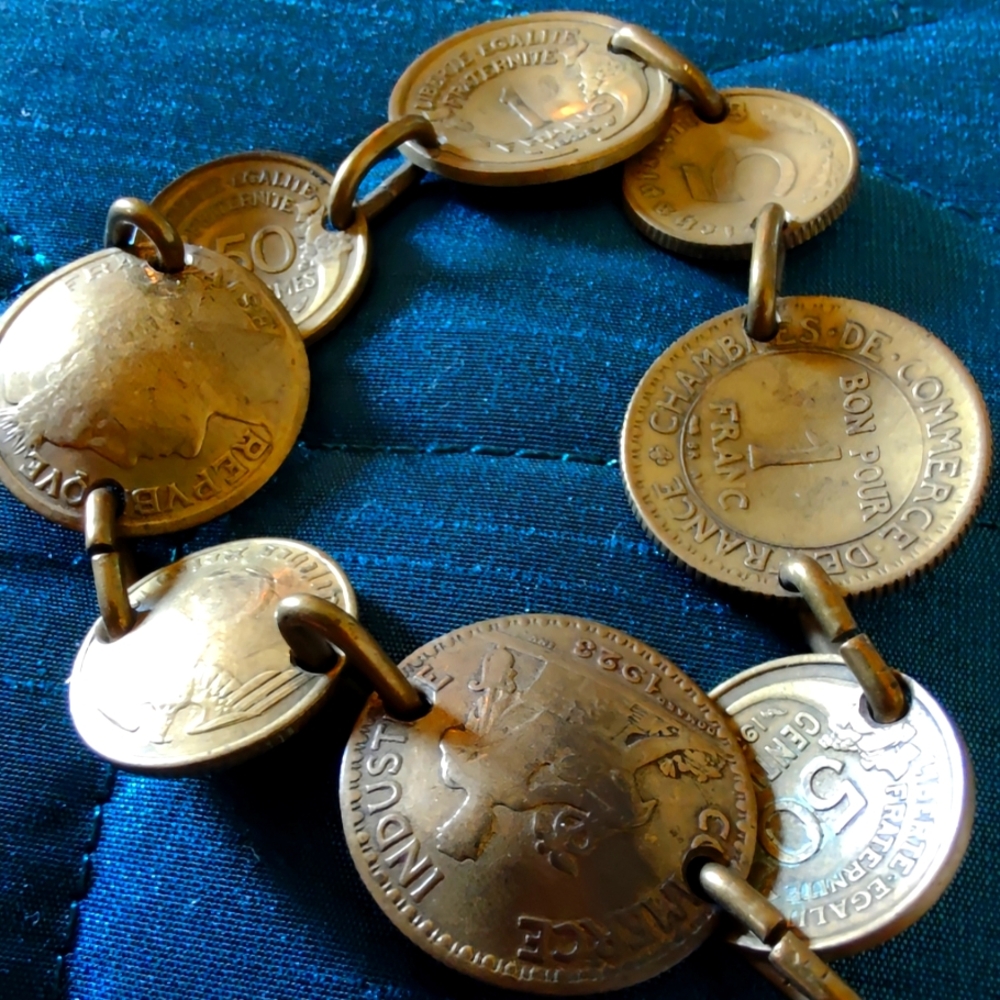 Vintage French Coin Bracelet
